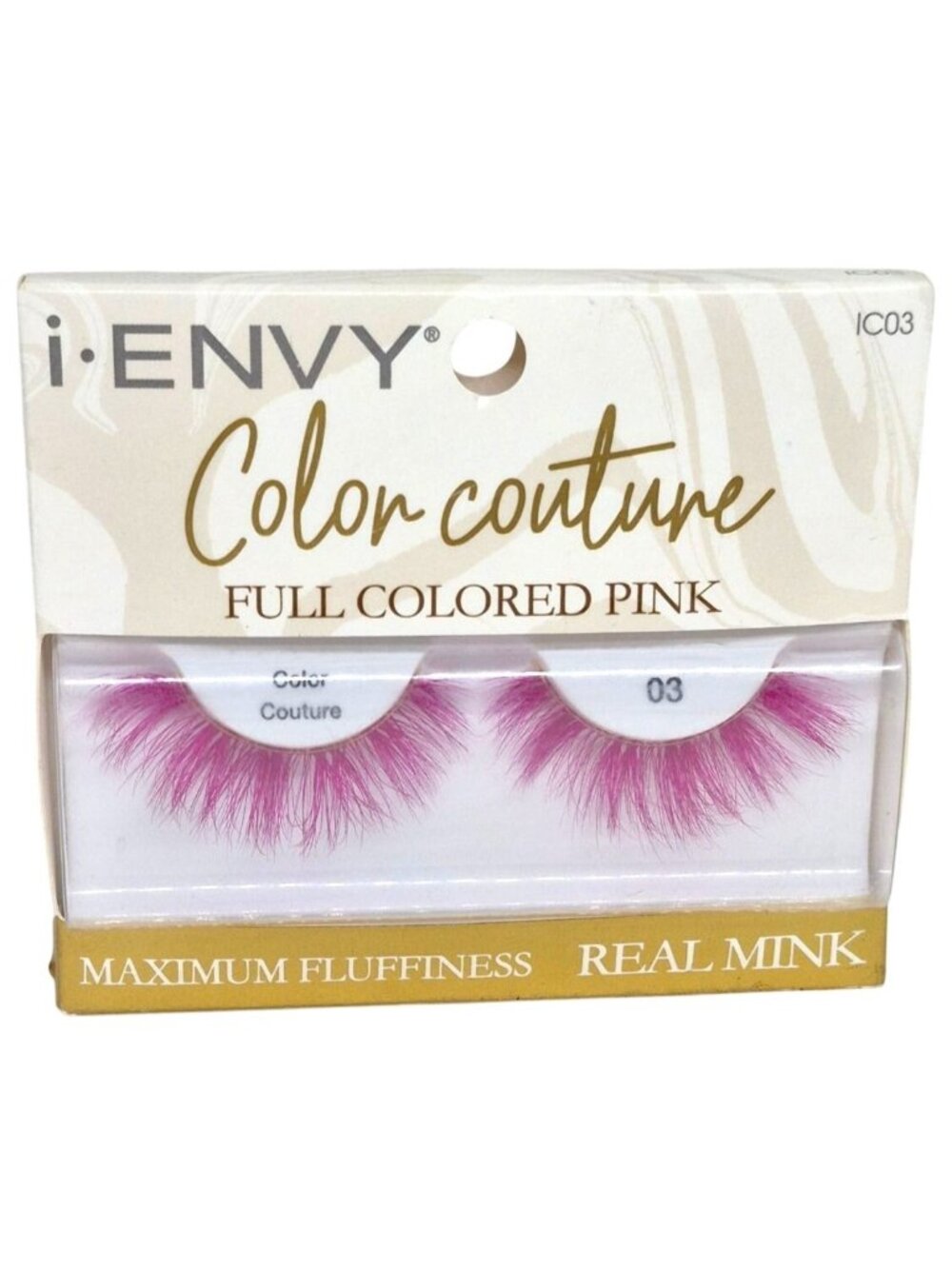 I-Envy Color Couture Real Mink Pink False Eyelashes IC03 Full Color Maximum